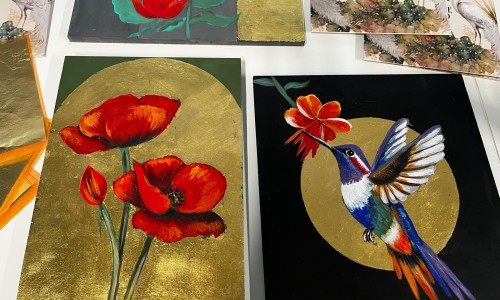 Cours peinture acrylique & feuille d’or