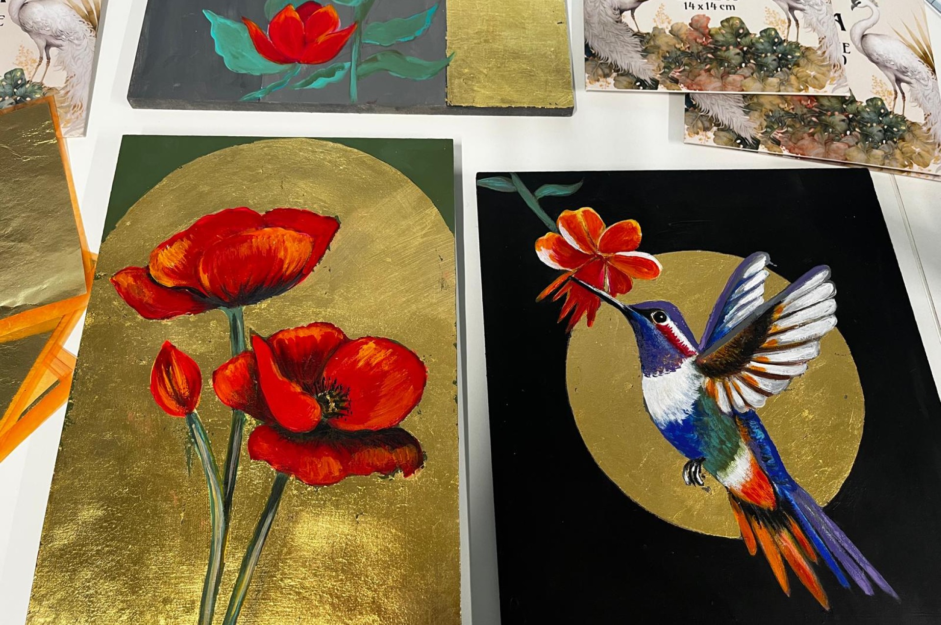 Cours peinture acrylique & feuille d’or